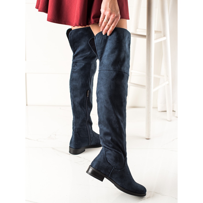 TRENDI Stylische Overknee-Stiefel navy blau 1