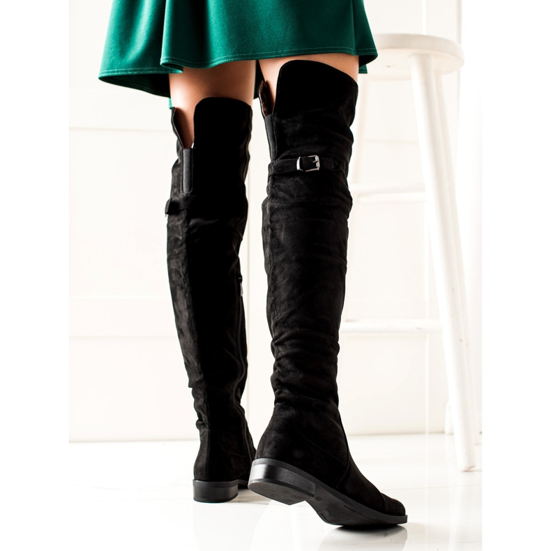 W. Potocki Stiefel mit einem aufgerollten Potocki schwarz 1