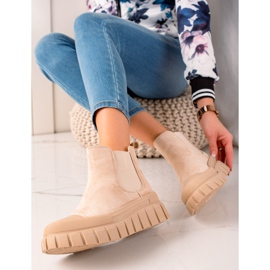 TRENDI Stylische Chelsea-Boots auf der Plattform beige 2