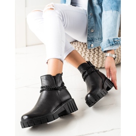 Goodin Stiefel auf der Plattform mit einer Kette schwarz 1