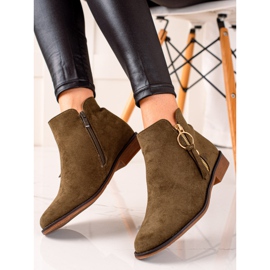 Super Me Stiefel mit goldenem Reißverschluss grün 1