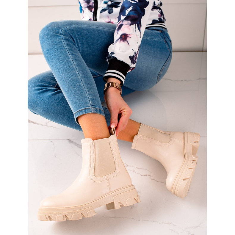 Seastar Modische Chelsea-Boots auf der Plattform beige 1