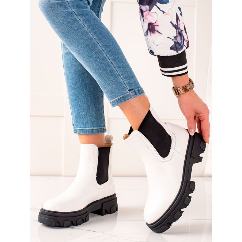 Seastar Modische Chelsea-Boots auf der Plattform weiß 2