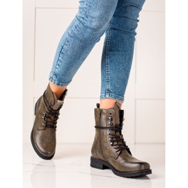 Super Mode Klassische Schnürstiefel braun grün 1