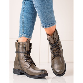 Super Mode Klassische Schnürstiefel braun grün 2