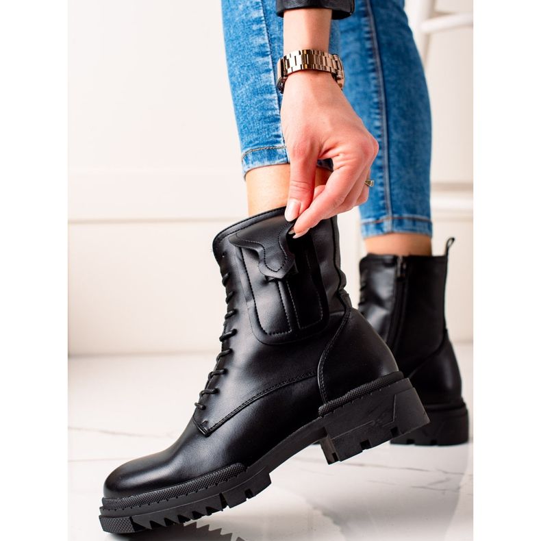 W. Potocki Klassische Potocki-Booties zum Schnüren schwarz 1