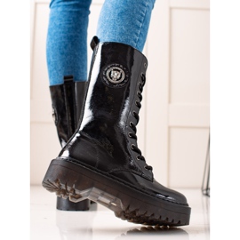 Filippo Lederstiefel auf der Plattform schwarz 1