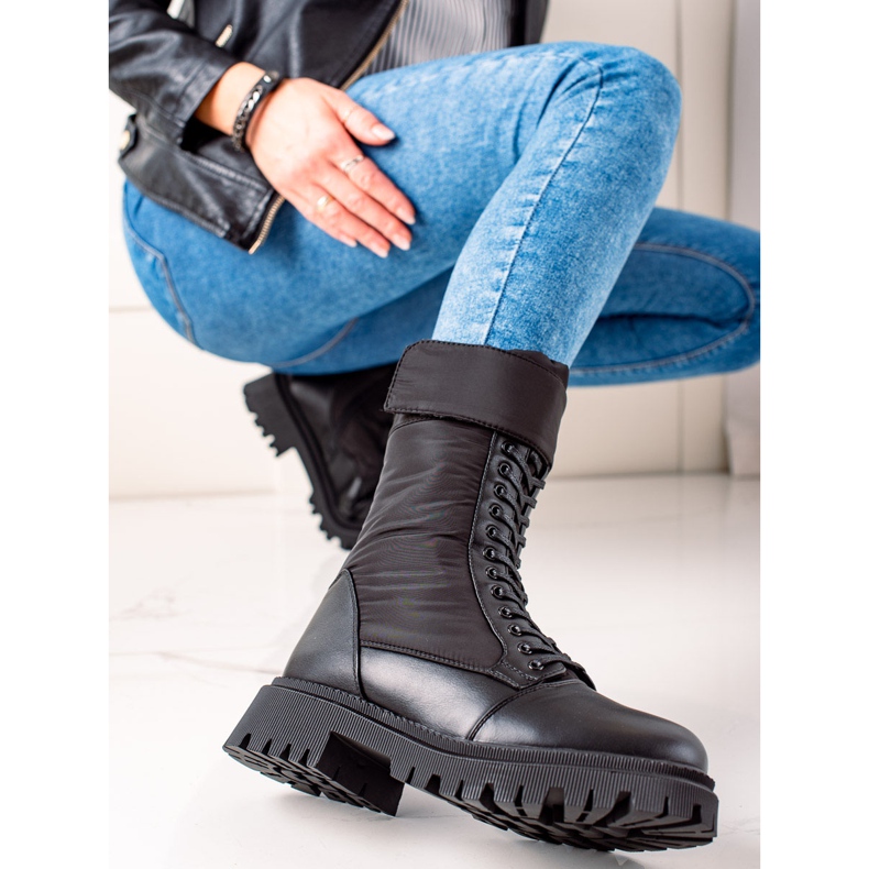 Weide Hohe Schnürstiefel schwarz 2