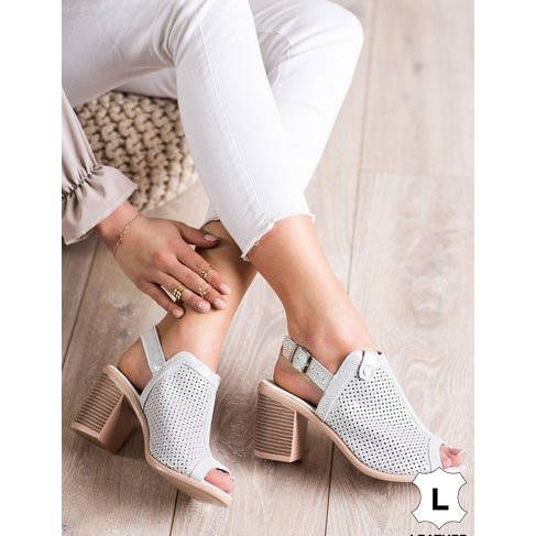 Leuchtende Sandalen aus VINCEZA Leder silber- 1