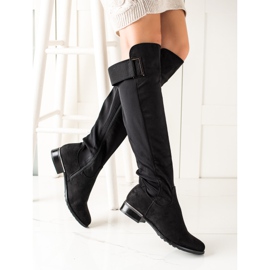 Queentina Stylische flache Stiefel schwarz 2