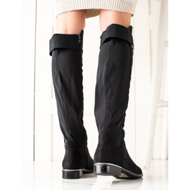 Queentina Stylische flache Stiefel schwarz 1