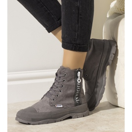 Graue warme Damenstiefel Goris 1