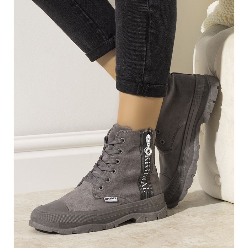 Graue warme Damenstiefel Goris 1