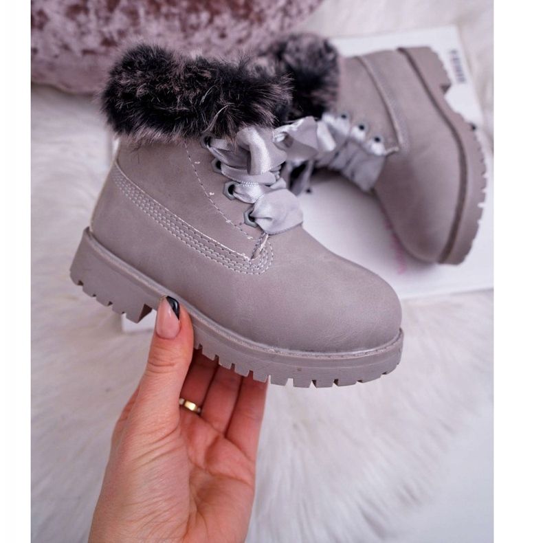 FRROCK Mit Fell gewärmte Kinderstiefel Grau Tesoro Trappers 2