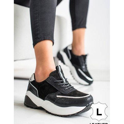 VINCEZA Schwarze Ledersneaker silber- 1