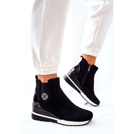 POTOCKI Schwarze Stiefel aus Wildleder mit Keilabsatz Lunelle 1