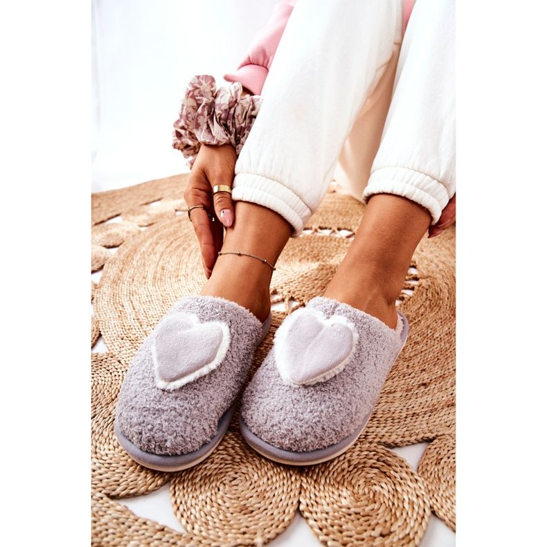 Graue Heartbeat Hausschuhe für Damen 2