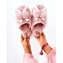 Pelzhausschuhe mit Pompons Pink Pamppies rosa 1