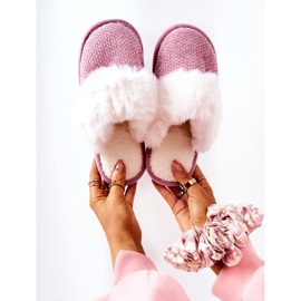 Warme rosa Hausschuhe mit Fell Flamarin beige 1
