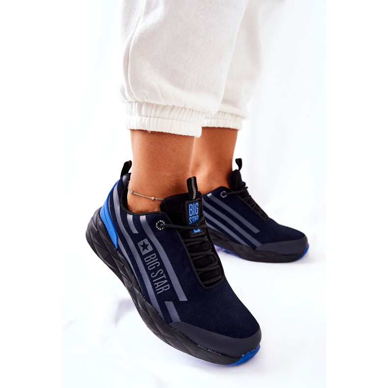Leder Sportschuhe Big Star II274459 Marineblau 2
