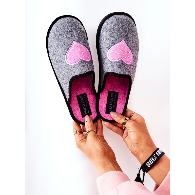 Big Star Home Hausschuhe Panto Fino II267010 Grau-Rosa 1