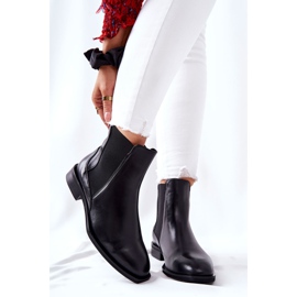 Chelsea-Boots aus Leder mit Absatz Laura Messi Schwarz 2353 1