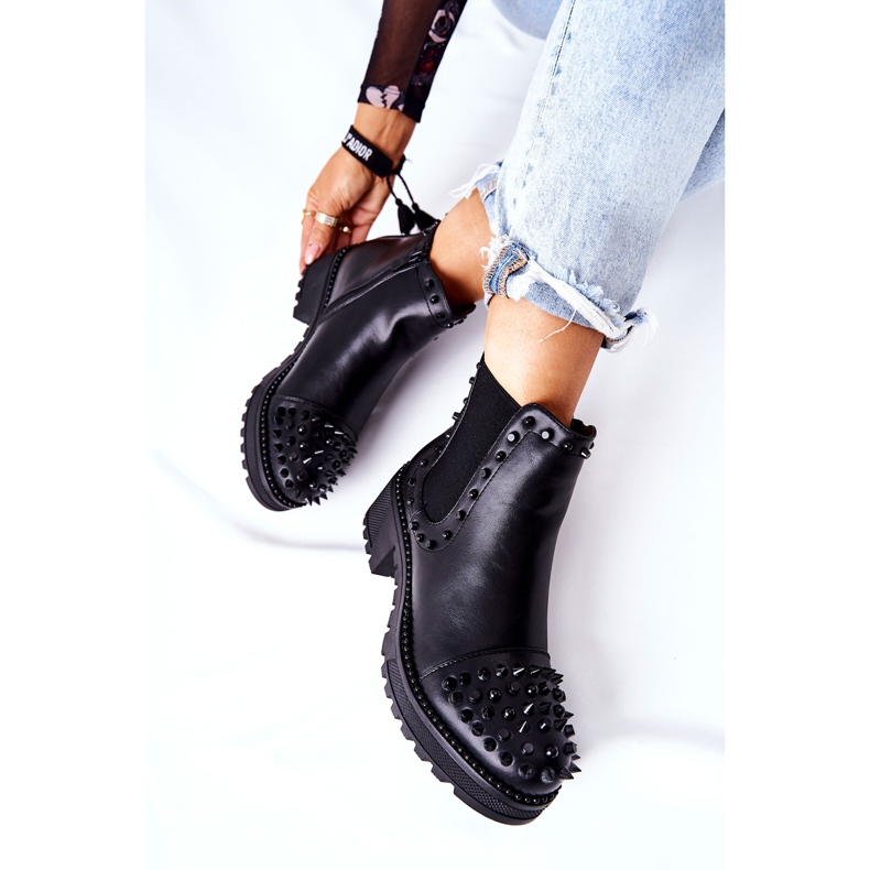 PG1 Schwarze Comonis Jodhpur-Stiefel mit Jets 1