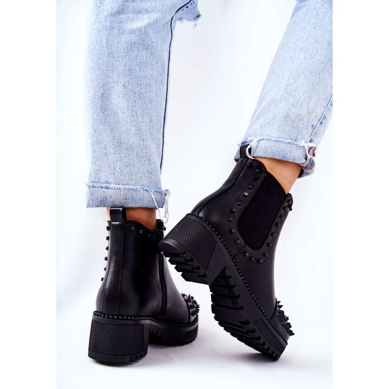 PG1 Schwarze Comonis Jodhpur-Stiefel mit Jets 2