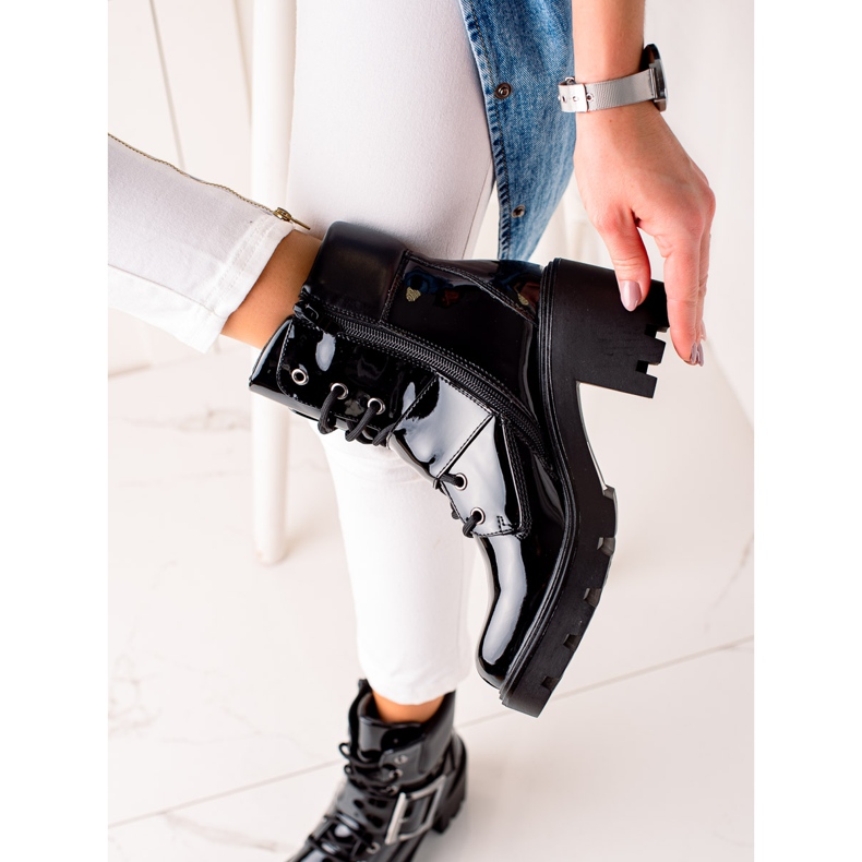 Evento Lackierte Arbeiter auf High Heels schwarz 1