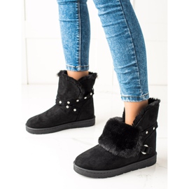 TRENDI Schwarzes Mukluki mit Zirkonen 1