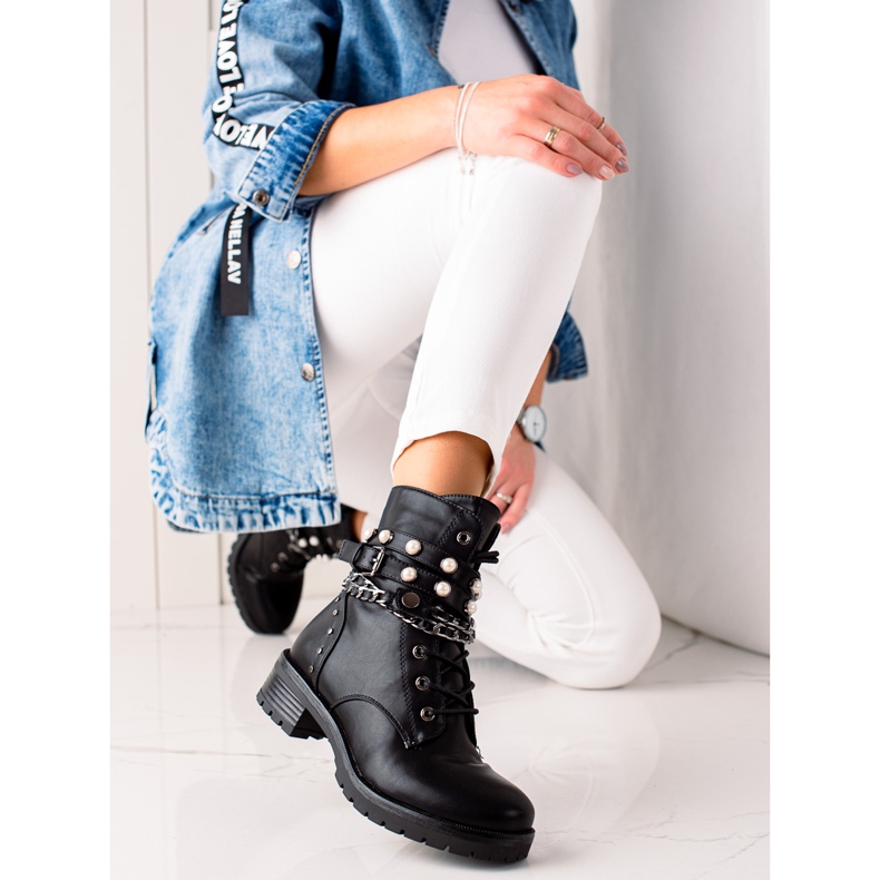 Bestelle Schwarze Arbeiter mit Strasssteinen 2