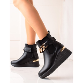 Groto Gogo Modische Keilstiefel schwarz 1