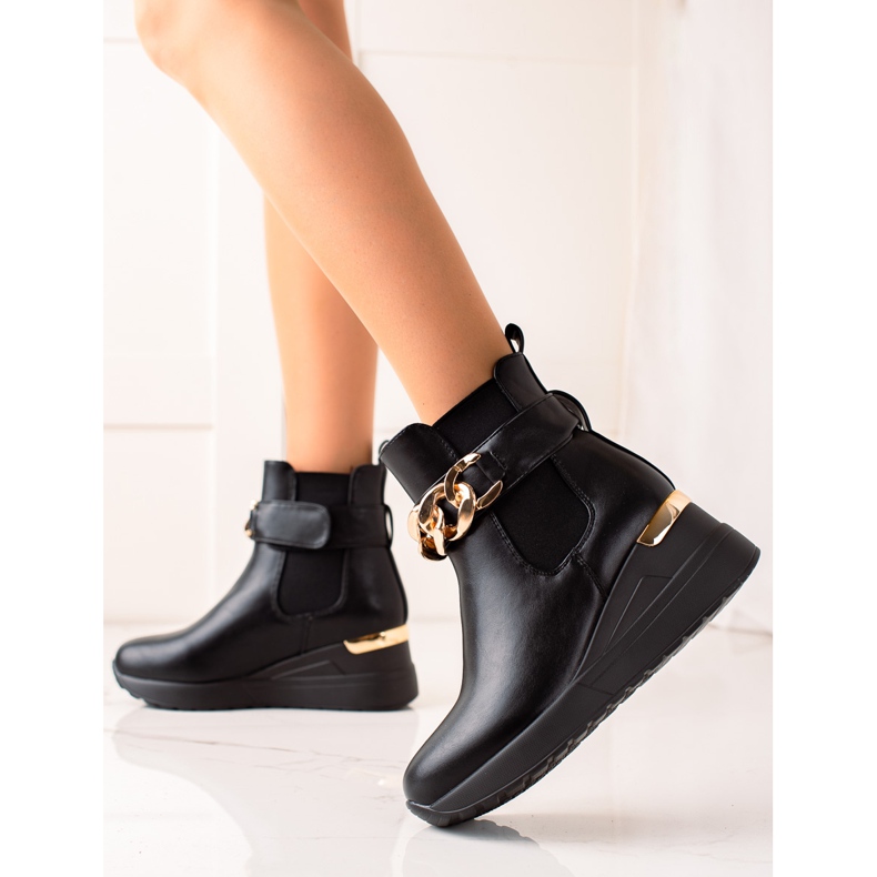 Groto Gogo Modische Keilstiefel schwarz 1