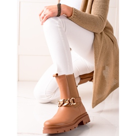 TRENDI Hohe Stiefeletten mit Kette beige 1