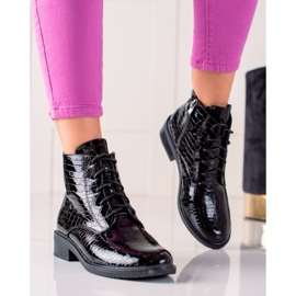 TRENDI Elegante Schnürstiefel schwarz 1