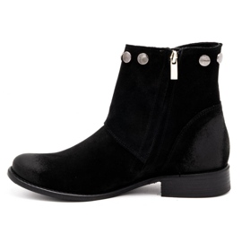 Exquisite Leder Damenstiefel mit Nieten 1198 schwarz 1