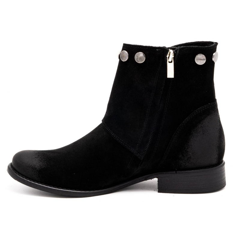 Exquisite Leder Damenstiefel mit Nieten 1198 schwarz 1