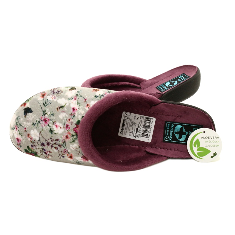 Hausschuhe Kirschblüte Adanex 26764 Aloe Vera lila grau 4