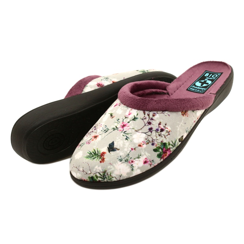 Hausschuhe Kirschblüte Adanex 26764 Aloe Vera lila grau 3