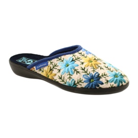 Damen Hausschuhe mit Blumen Adanex 26743 Beige-Blau 1