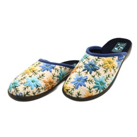 Damen Hausschuhe mit Blumen Adanex 26743 Beige-Blau 3