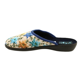 Damen Hausschuhe mit Blumen Adanex 26743 Beige-Blau 2