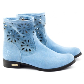 Olivier Bequeme Alice blaue durchbrochene Stiefel 2