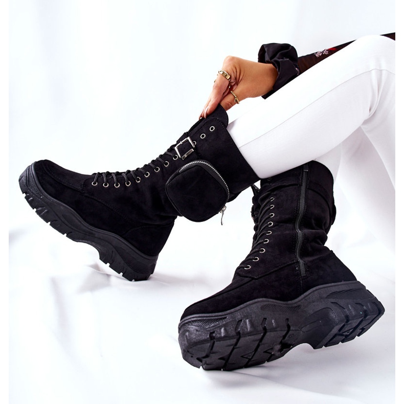 Wildlederstiefel auf der Plattform mit Nierenschwarz Issanti 1