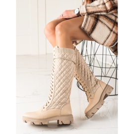 TRENDI Gesteppte Arbeiterstiefel beige 2