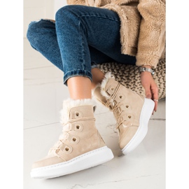 TRENDI Stylische beige Schneestiefel 1