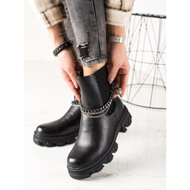 Goodin Warme Stiefel mit Ketten schwarz 2