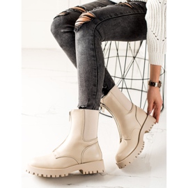 TRENDI Warme Stiefel mit Reißverschluss beige 2