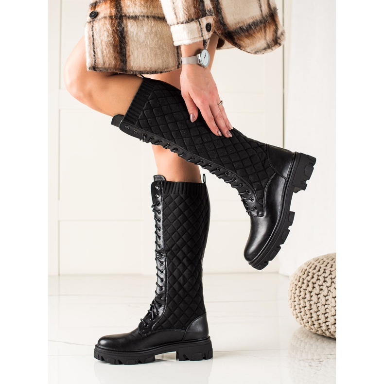 TRENDI Gesteppte Arbeiterstiefel schwarz 1