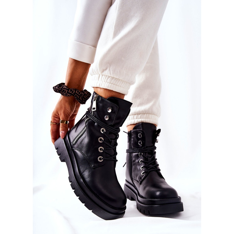 PG1 Stiefel am Reißverschluss mit Bindung Schwarz Elissmo 1